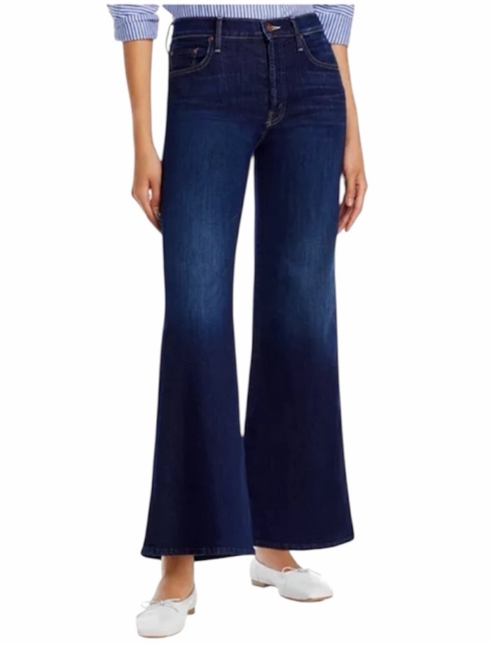 Mother Tomcat Roller Off Limits Dark Wash Wide Leg Jeans 25 / 28 Short